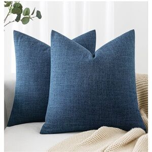 NEW 2 Linen Burlap Coastal Pillow Covers Farmhouse Accent Pillowcases 16x16”